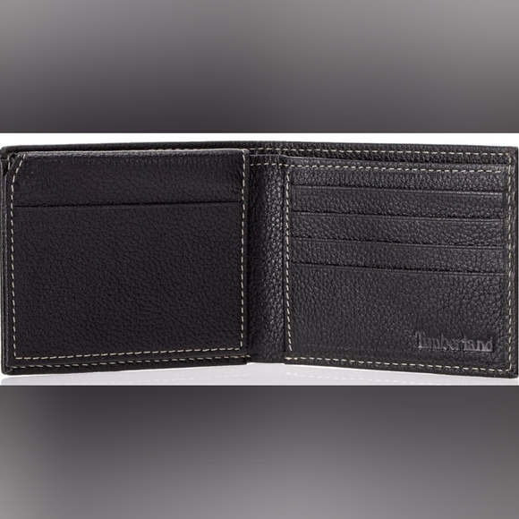 Timberland Men's Black Leather Wallet With Attached Flip Pocket And RFID NEW! - Picture 3 of 8